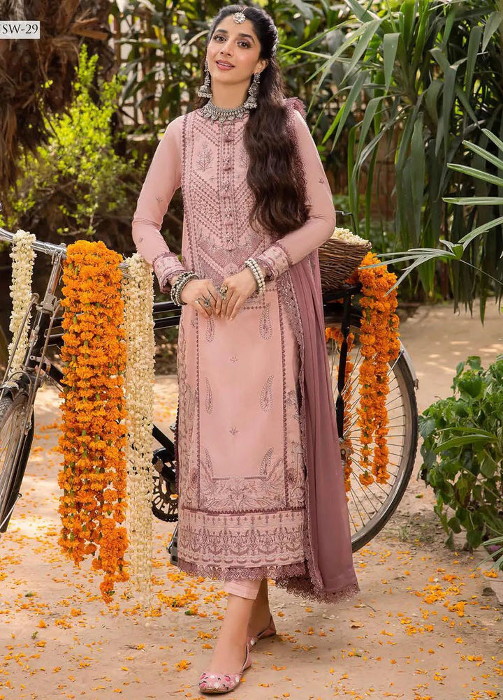 Shadow Work By Asim Jofa Embroidered Lawn Unstitched Suit 3 Piece AJ23SW AJSW-29 - Luxury Festive Collection