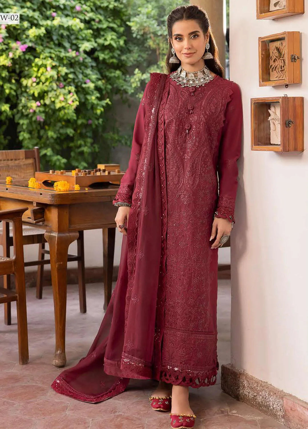 Shadow Work By Asim Jofa Embroidered Viscose Unstitched Suit 3 Piece AJ23SW AJSW-02 - Luxury Festive Collection