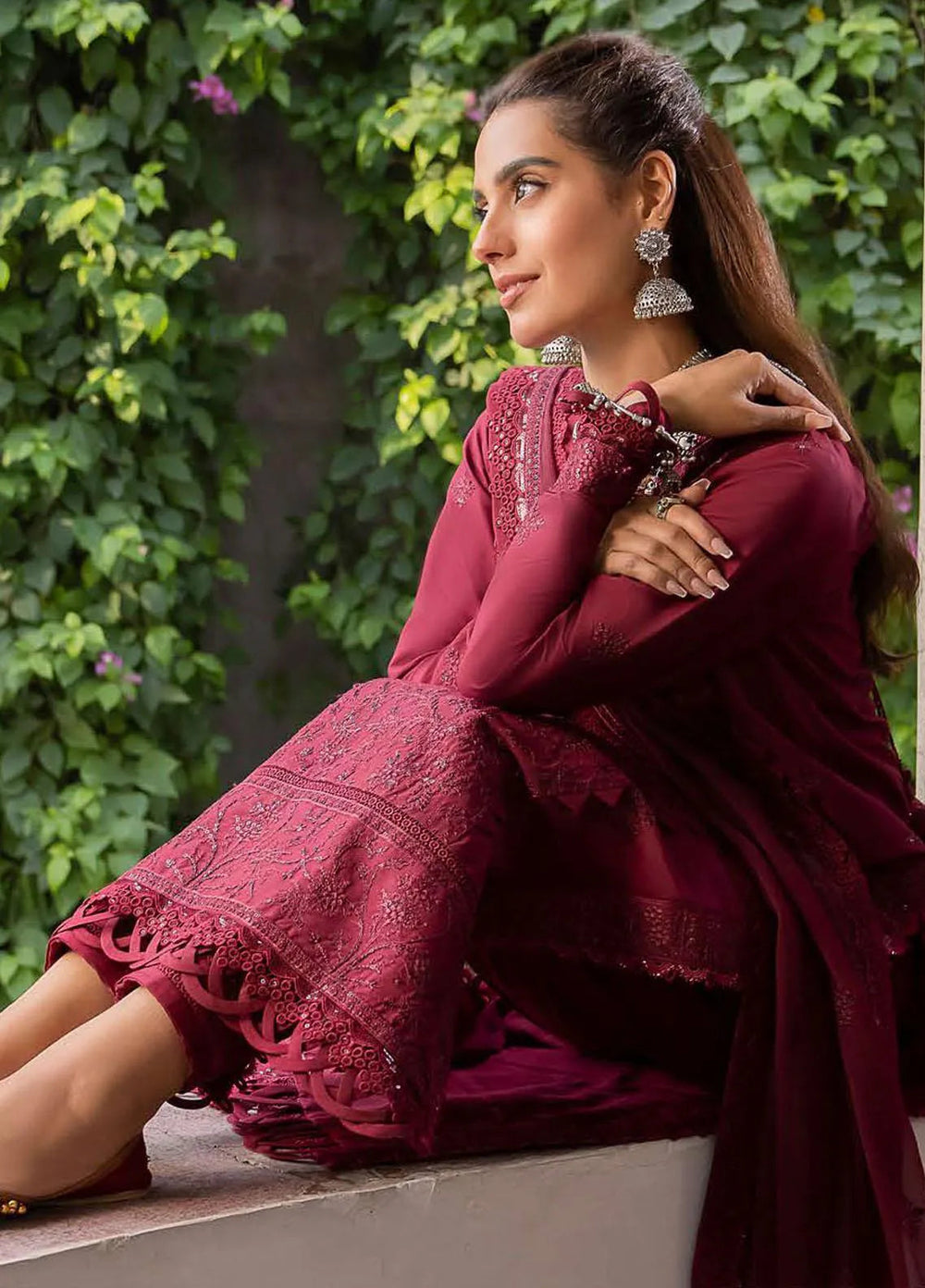 Shadow Work By Asim Jofa Embroidered Viscose Unstitched Suit 3 Piece AJ23SW AJSW-02 - Luxury Festive Collection