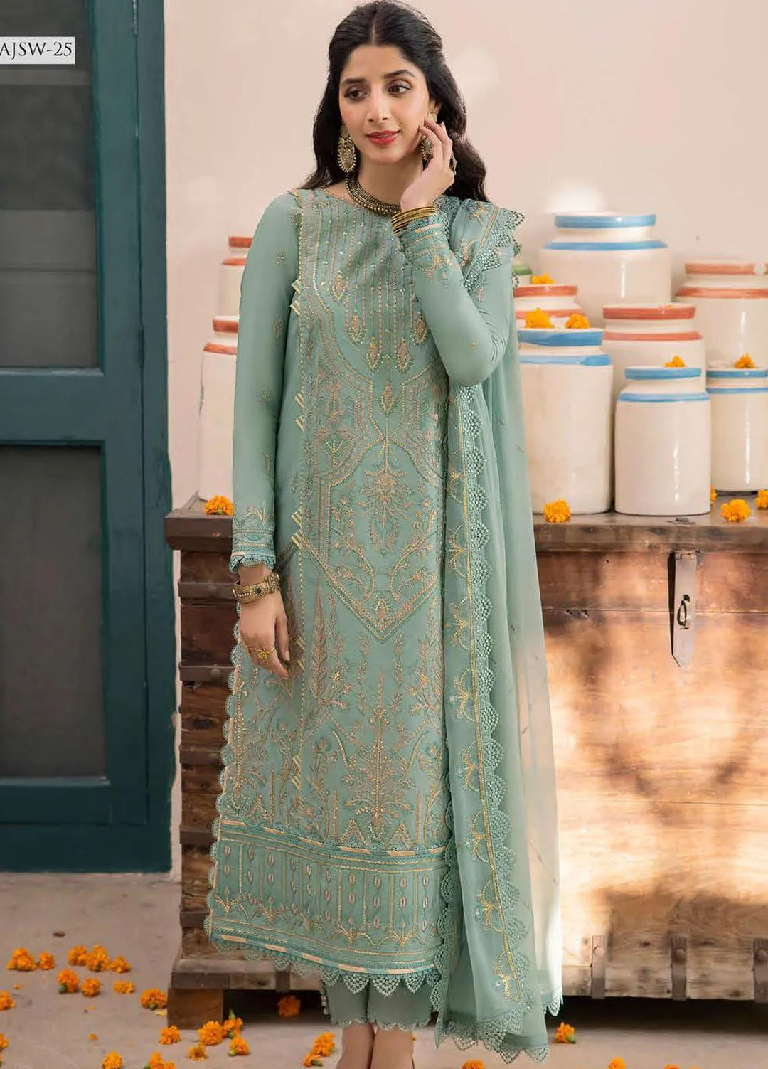 Shadow Work By Asim Jofa Embroidered Viscose Unstitched Suit 3 Piece AJ23SW AJSW-25 - Luxury Festive Collection