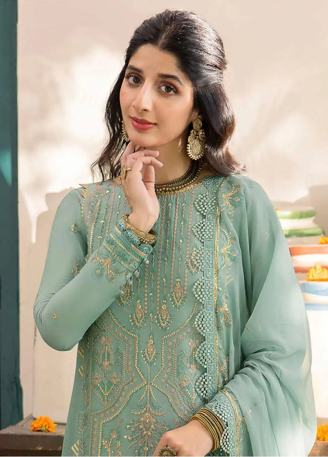 Shadow Work By Asim Jofa Embroidered Viscose Unstitched Suit 3 Piece AJ23SW AJSW-25 - Luxury Festive Collection