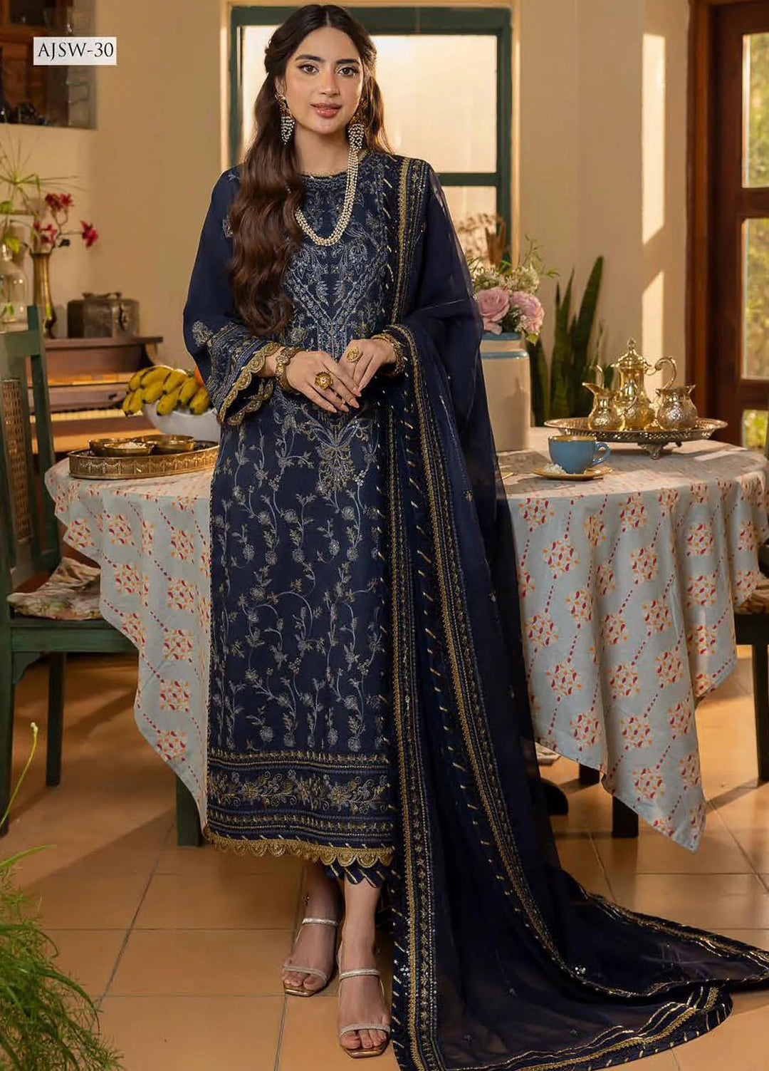 Shadow Work By Asim Jofa Embroidered Viscose Unstitched Suit 3 Piece AJ23SW AJSW-30 - Luxury Festive Collection