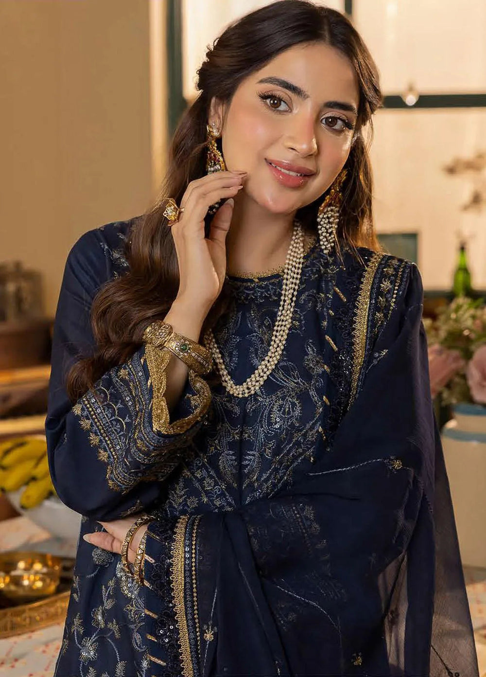 Shadow Work By Asim Jofa Embroidered Viscose Unstitched Suit 3 Piece AJ23SW AJSW-30 - Luxury Festive Collection