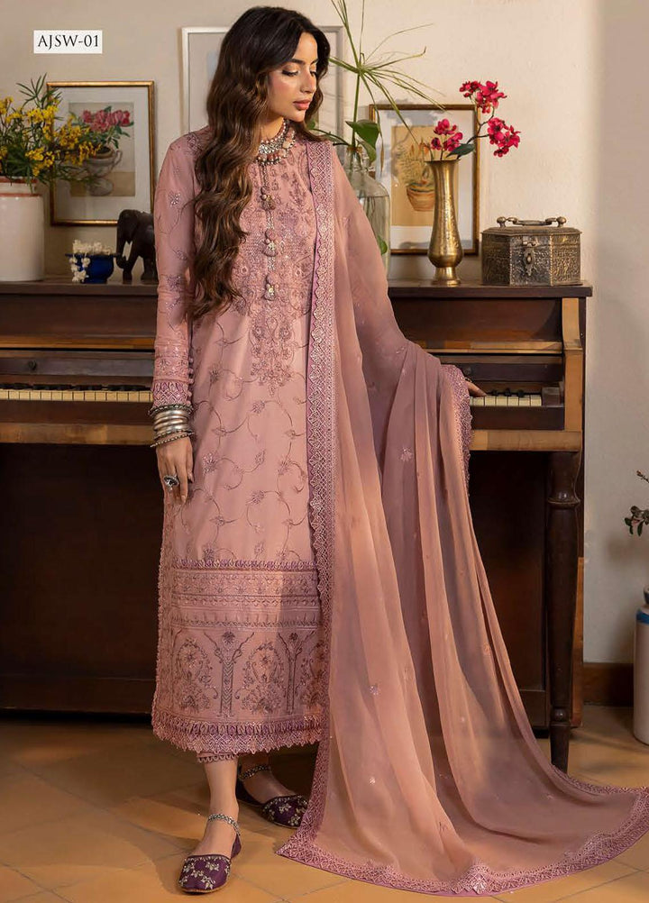 Shadow Work By Asim Jofa Embroidered Lawn Suits Unstitched 3 Piece AJ23SW AJSW-01 - Luxury Festive Collection