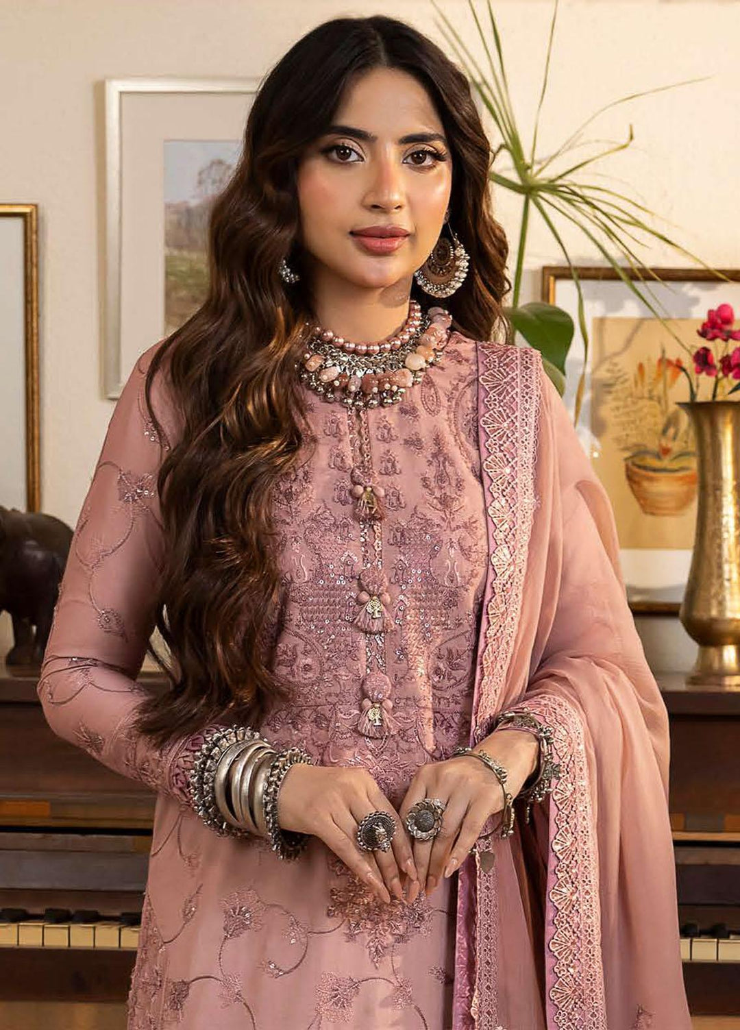 Shadow Work By Asim Jofa Embroidered Lawn Suits Unstitched 3 Piece AJ23SW AJSW-01 - Luxury Festive Collection