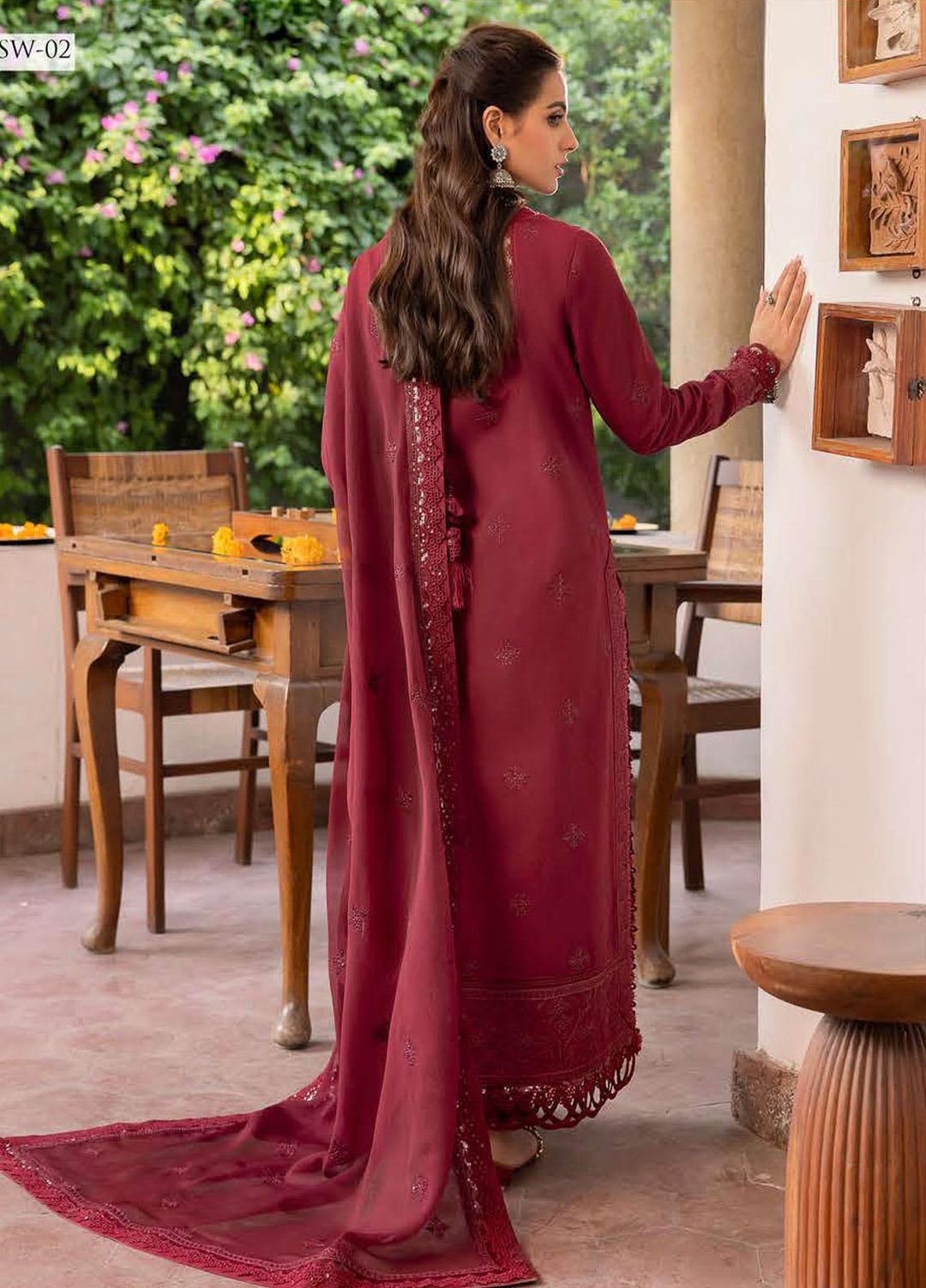 Shadow Work By Asim Jofa Embroidered Viscose Suits Unstitched 3 Piece AJ23SW AJSW-02 - Luxury Festive Collection