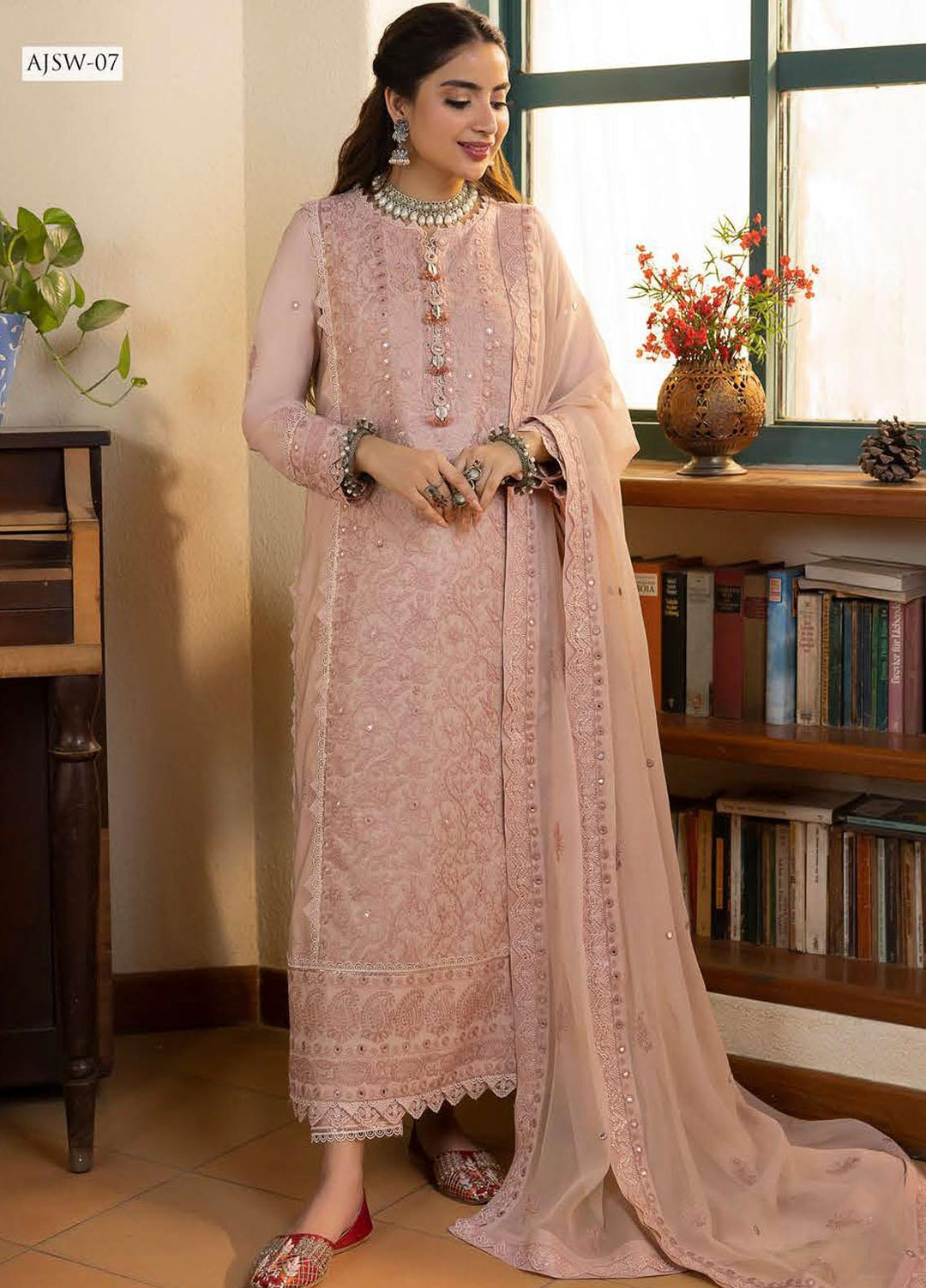 Shadow Work By Asim Jofa Embroidered Lawn Suits Unstitched 3 Piece AJ23SW AJSW-07 - Luxury Festive Collection
