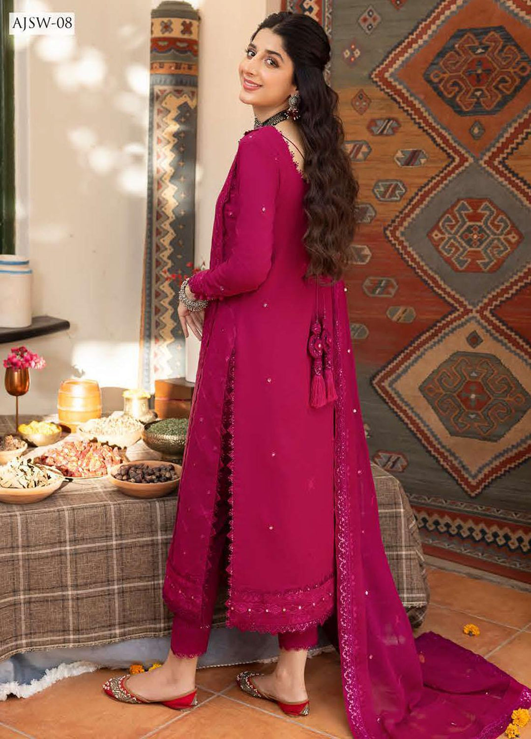 Shadow Work By Asim Jofa Embroidered Lawn Suits Unstitched 3 Piece AJ23SW AJSW-08 - Luxury Festive Collection