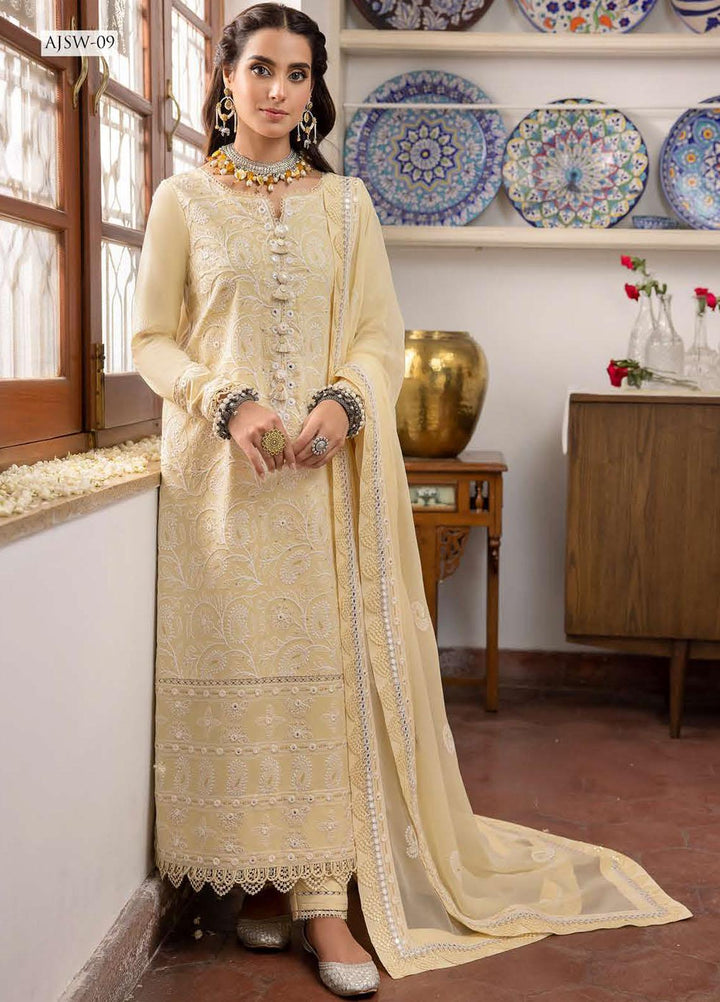 Shadow Work By Asim Jofa Embroidered Lawn Suits Unstitched 3 Piece AJ23SW AJSW-09 - Luxury Festive Collection