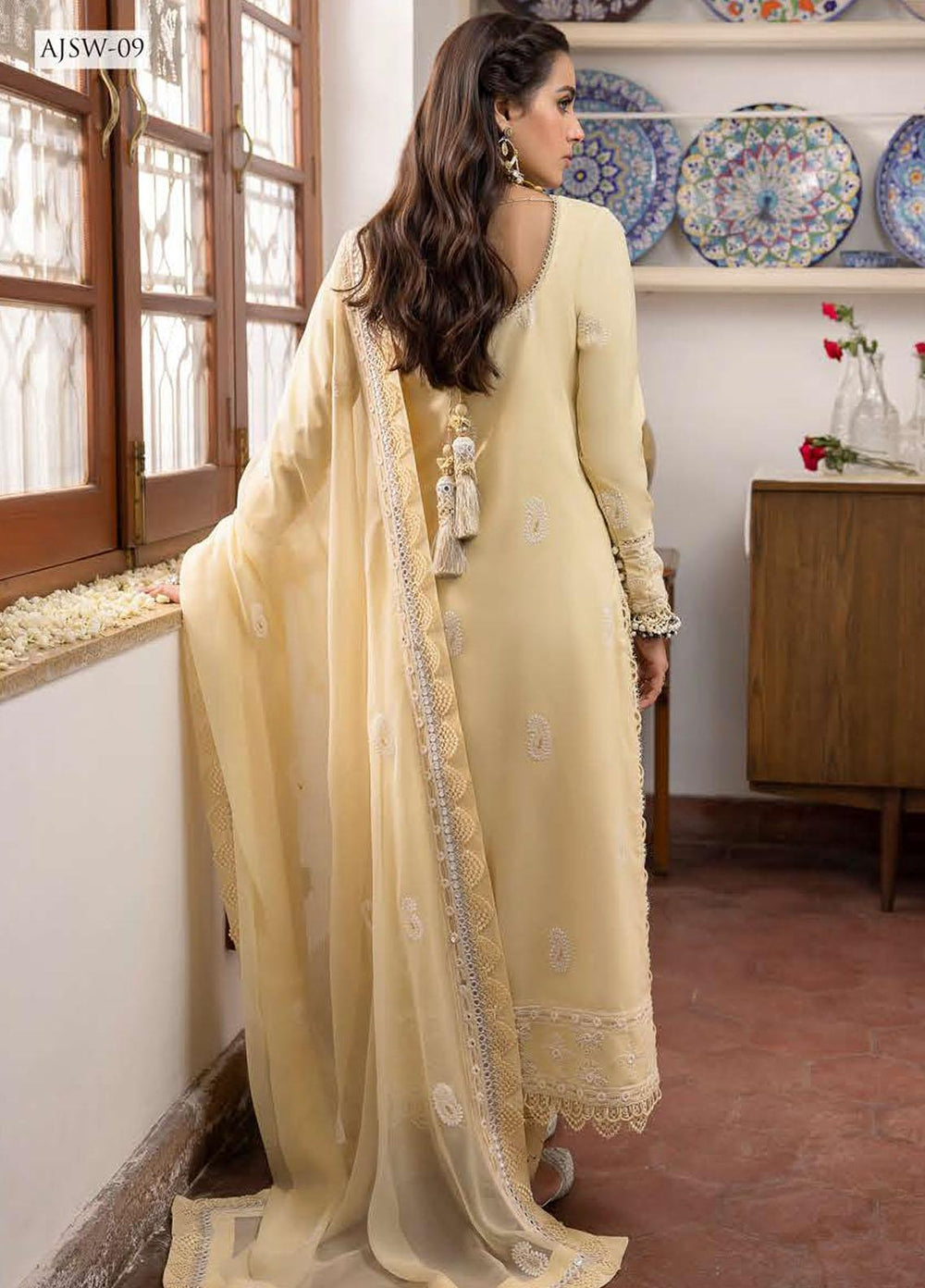Shadow Work By Asim Jofa Embroidered Lawn Suits Unstitched 3 Piece AJ23SW AJSW-09 - Luxury Festive Collection