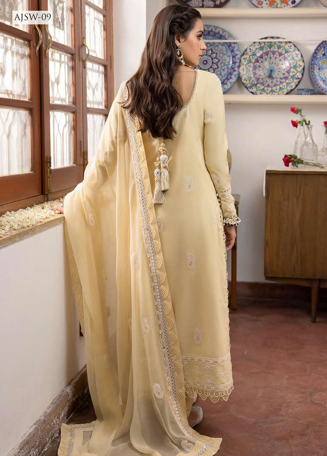 Shadow Work By Asim Jofa Embroidered Lawn Suits Unstitched 3 Piece AJ23SW AJSW-09 - Luxury Festive Collection