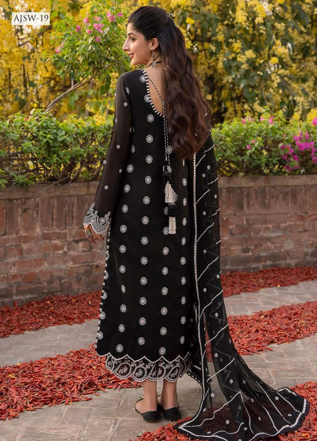 Shadow Work By Asim Jofa Embroidered Lawn Suits Unstitched 3 Piece AJ23SW AJSW-19 - Luxury Festive Collection