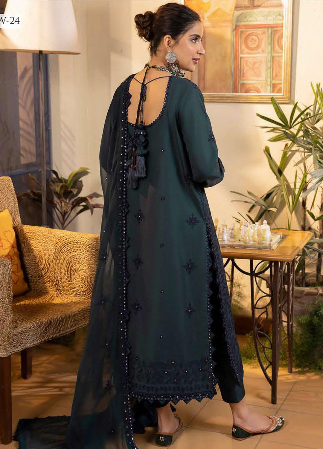 Shadow Work By Asim Jofa Embroidered Lawn Suits Unstitched 3 Piece AJ23SW AJSW-24 - Luxury Festive Collection