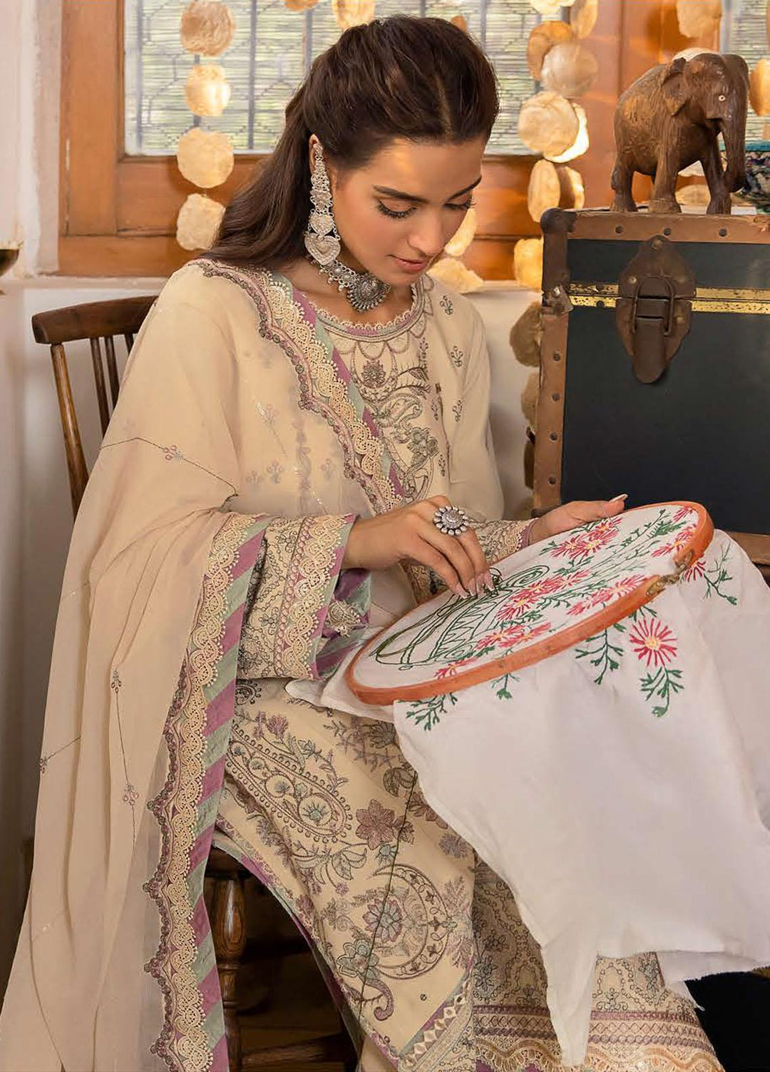 Shadow Work By Asim Jofa Embroidered Lawn Suits Unstitched 3 Piece AJ23SW AJSW-26 - Luxury Festive Collection