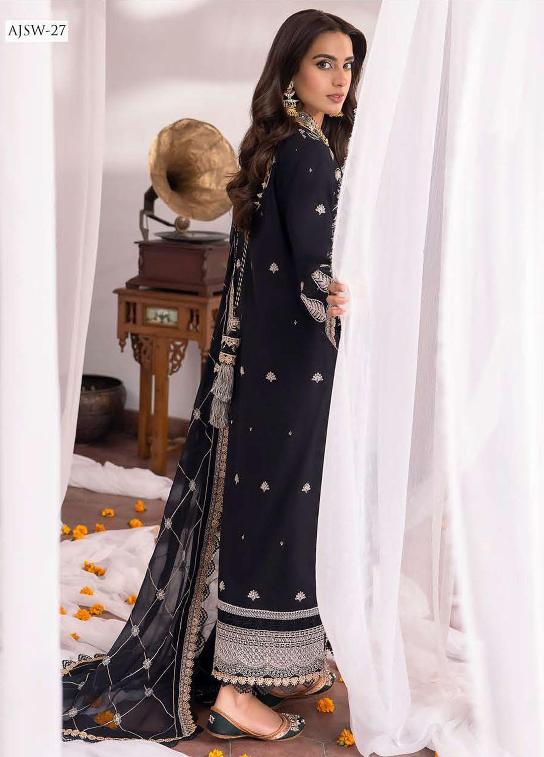 Shadow Work By Asim Jofa Embroidered Viscose Suits Unstitched 3 Piece AJ23SW AJSW-27 - Luxury Festive Collection