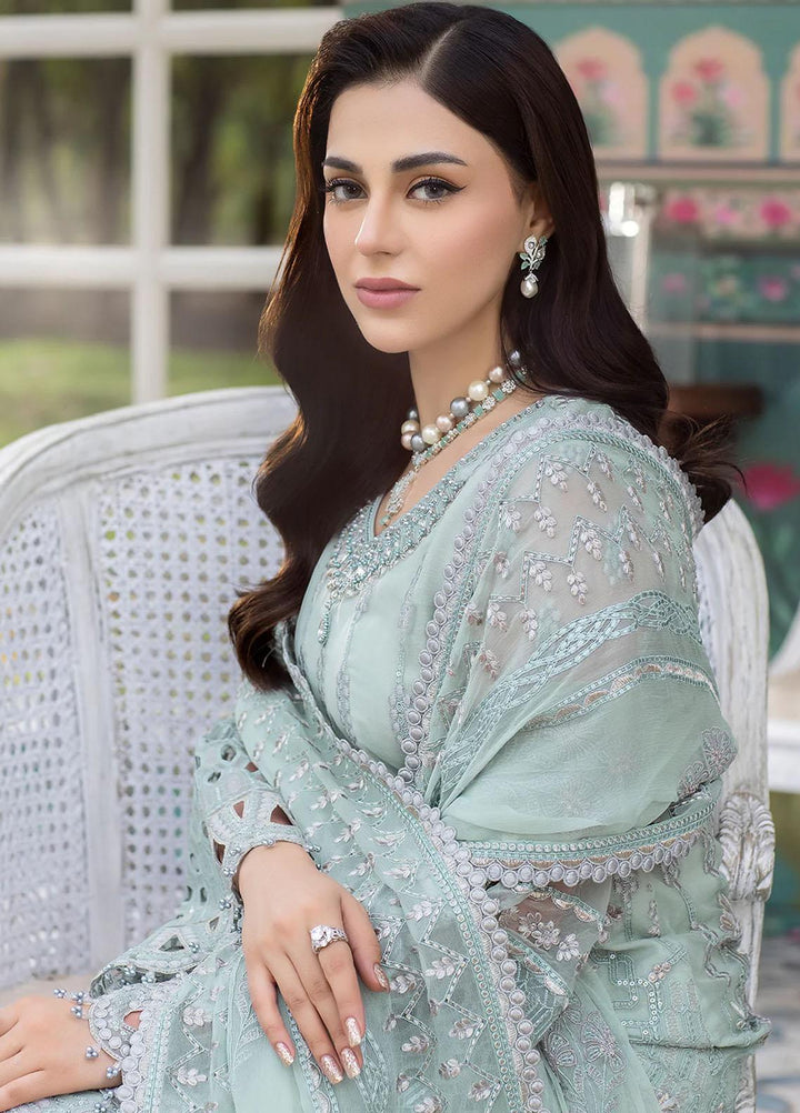 Shafaq By Flossie Embroidered Chiffon Suits Unstitched 3 Piece FS23EX-V7 FE-702 Minty - Luxury Collection