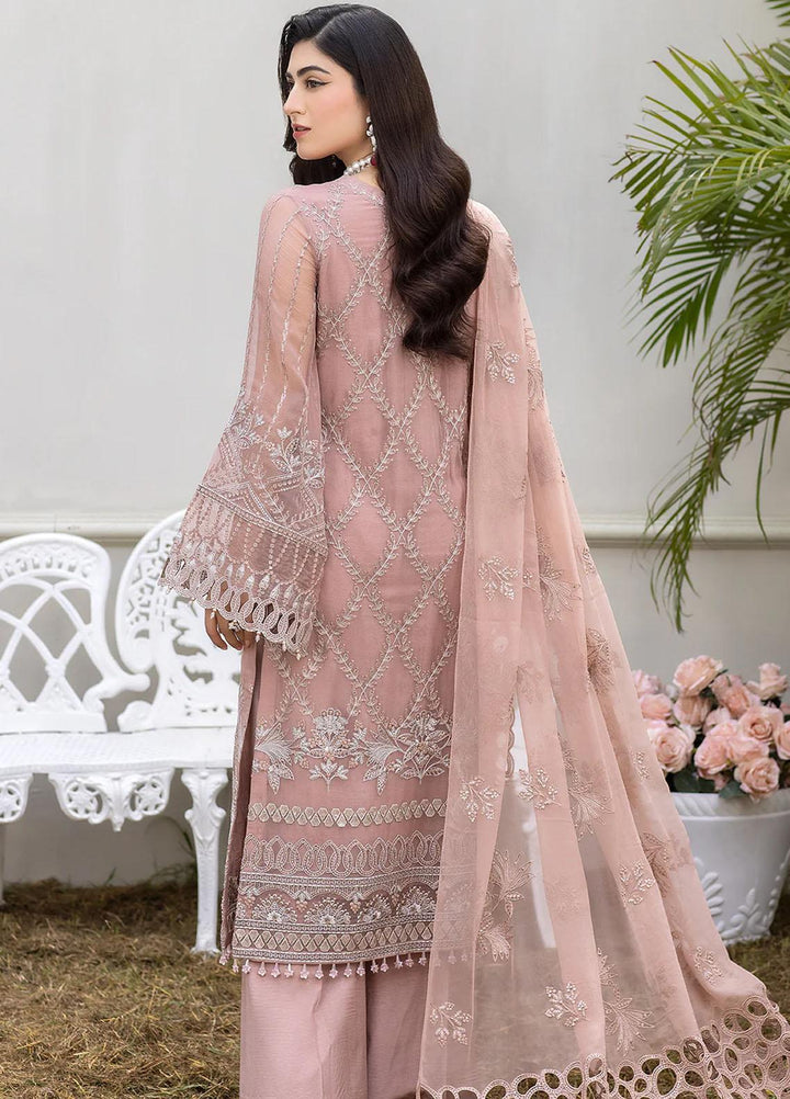 Shafaq By Flossie Embroidered Chiffon Suits Unstitched 3 Piece FS23EX-V7 FE-704 Raspberry - Luxury Collection