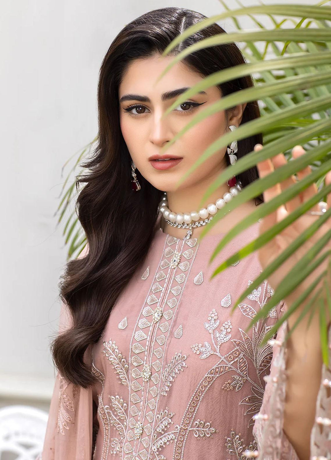 Shafaq By Flossie Embroidered Chiffon Suits Unstitched 3 Piece FS23EX-V7 FE-704 Raspberry - Luxury Collection