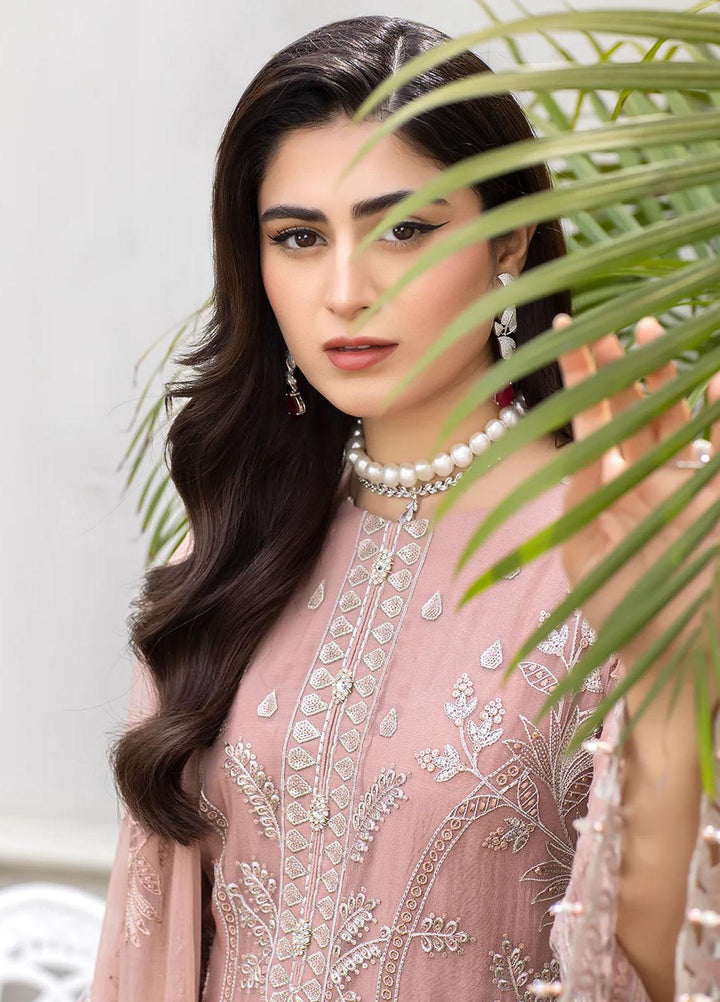 Shafaq By Flossie Embroidered Chiffon Suits Unstitched 3 Piece FS23EX-V7 FE-704 Raspberry - Luxury Collection