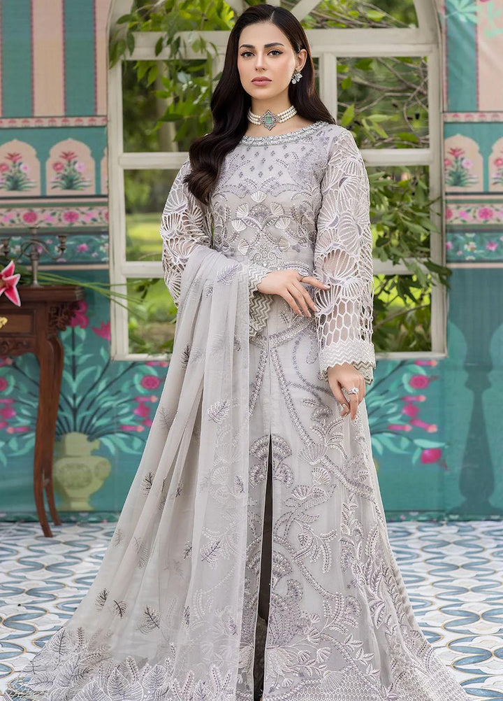 Shafaq By Flossie Embroidered Chiffon Suits Unstitched 3 Piece FS23EX-V7 FE-705 Moon Flower - Luxury Collection