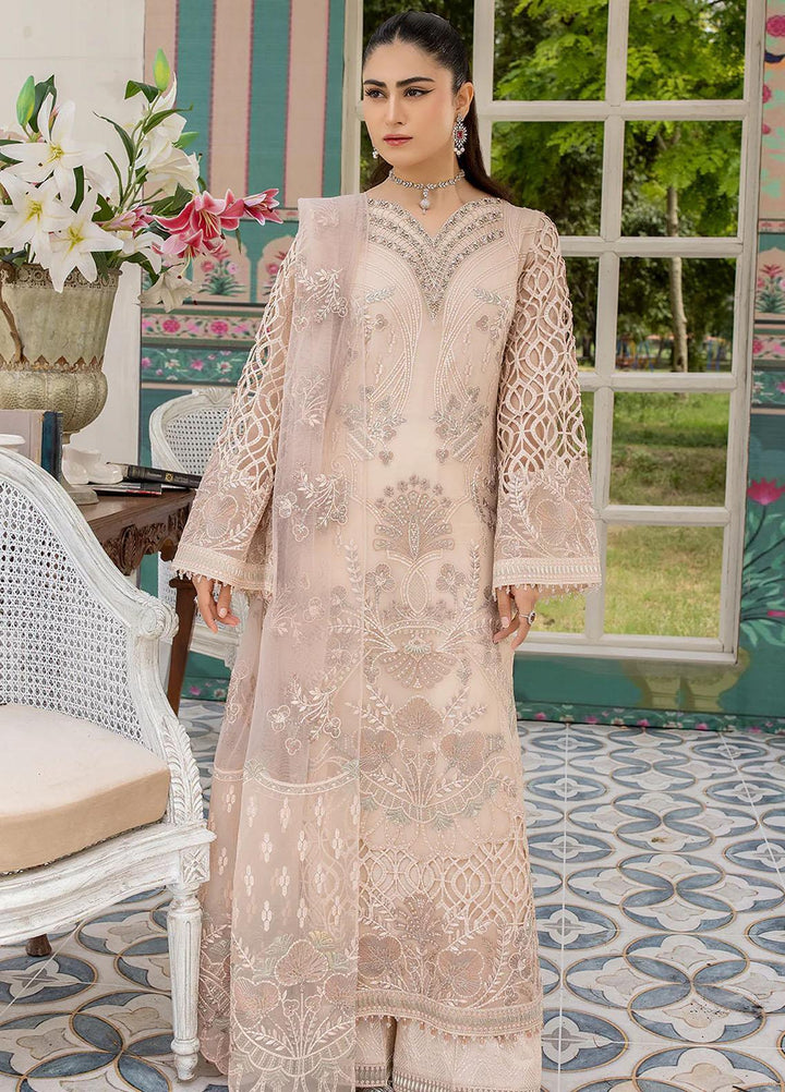 Shafaq By Flossie Embroidered Chiffon Suits Unstitched 3 Piece FS23EX-V7 FE-706 Day Dream - Luxury Collection