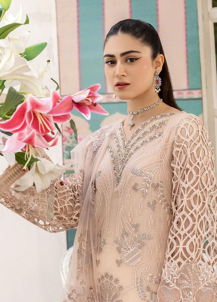 Shafaq By Flossie Embroidered Chiffon Suits Unstitched 3 Piece FS23EX-V7 FE-706 Day Dream - Luxury Collection