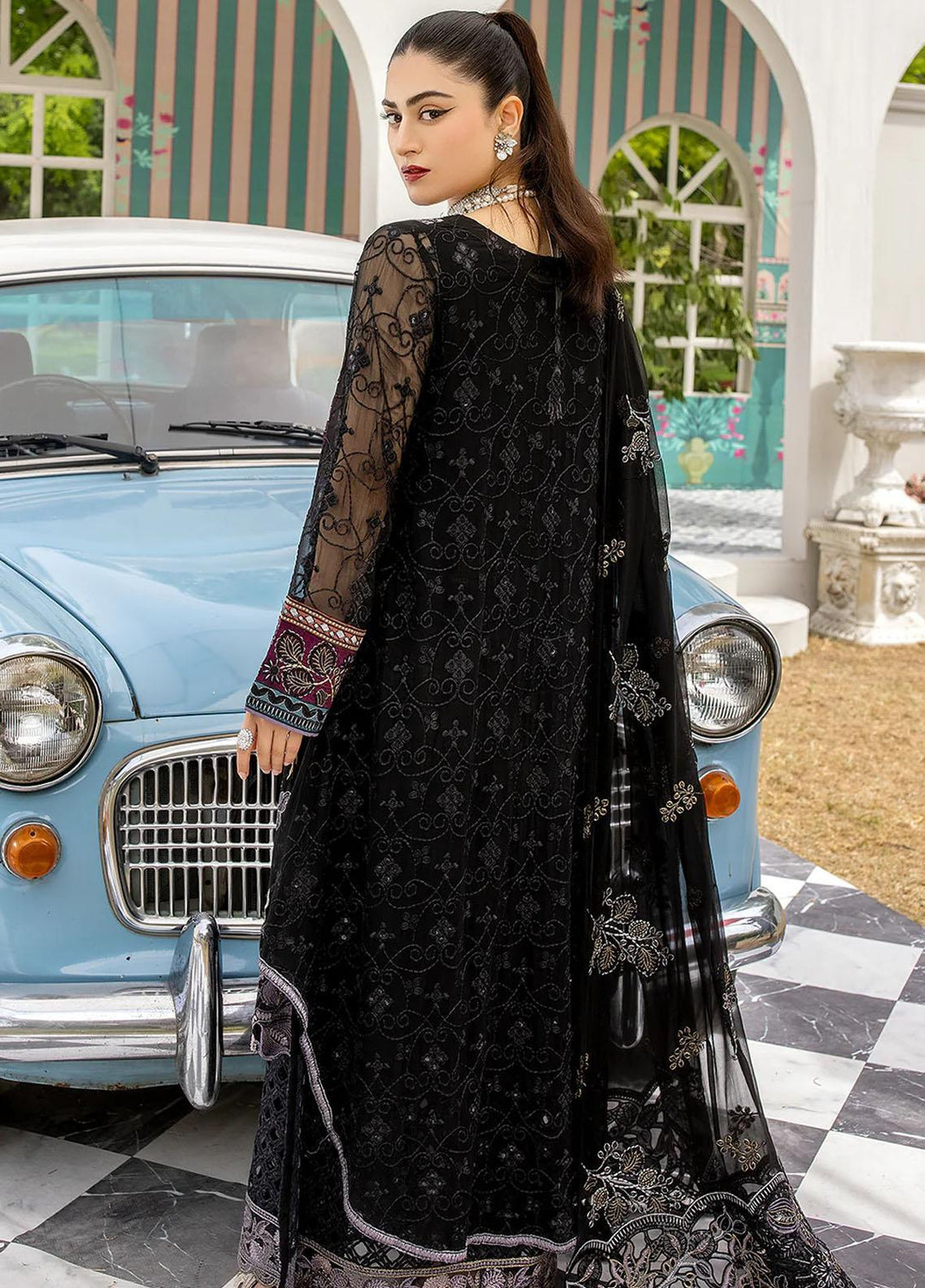 Shafaq By Flossie Embroidered Chiffon Suits Unstitched 4 Piece FS23EX-V7 FE-707 Mystique - Luxury Collection