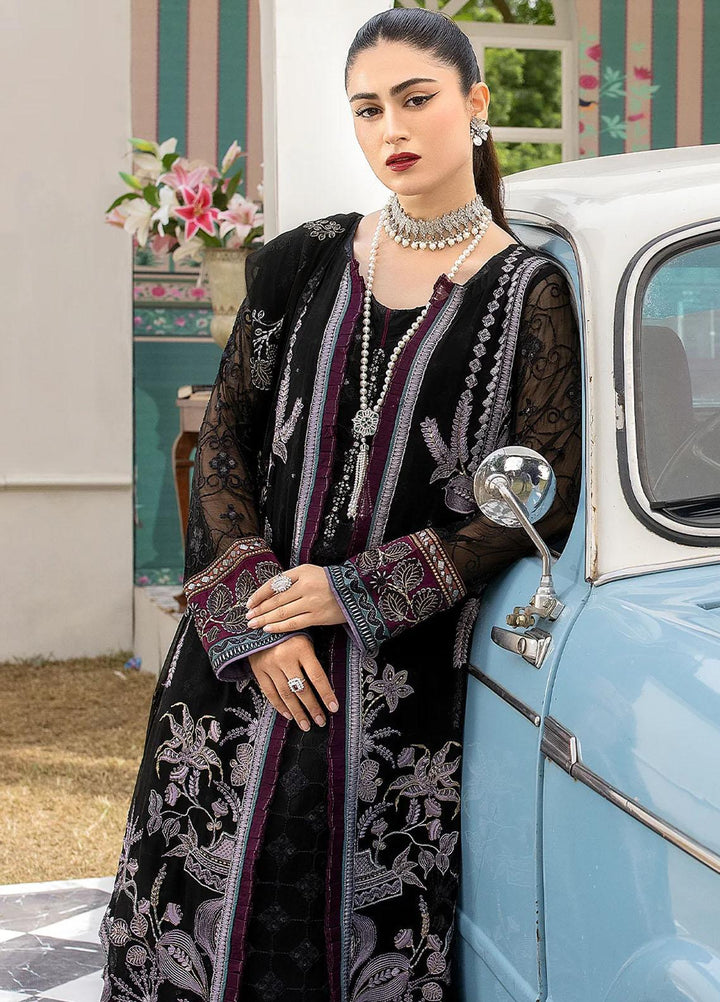 Shafaq By Flossie Embroidered Chiffon Suits Unstitched 4 Piece FS23EX-V7 FE-707 Mystique - Luxury Collection