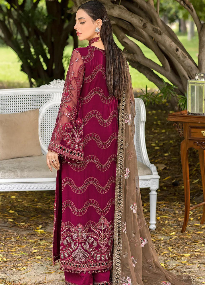 Shafaq By Flossie Embroidered Chiffon Suits Unstitched 3 Piece FS23EX-V7 FE-709 Lustrous - Luxury Collection