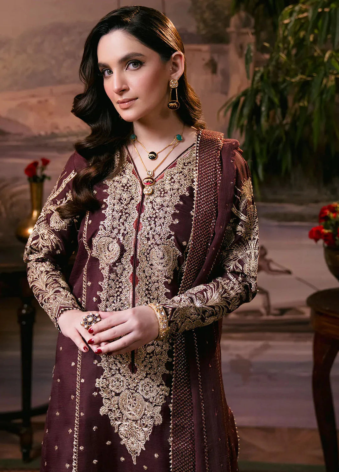 Shagun by Neeshay Embroidered Raw Silk Suit Unstitched 3 Piece NSH24SR Shehnai - Festive Collection