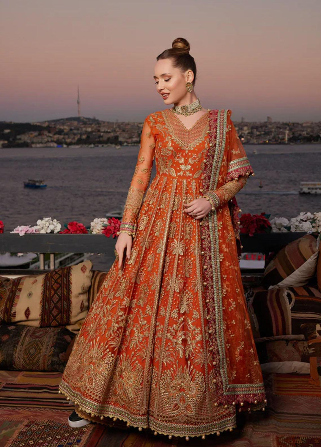 Shagun Imroz By Gisele Embroidered Net Suits Unstitched 3 Piece GL22SI Atesh - Wedding Collection