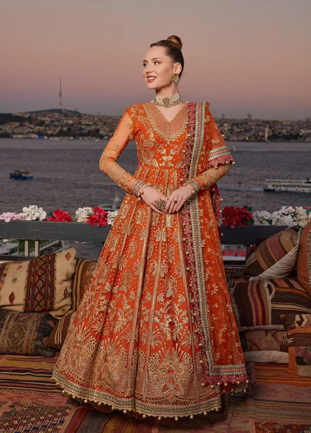 Shagun Imroz By Gisele Embroidered Net Suits Unstitched 3 Piece GL22SI Atesh - Wedding Collection