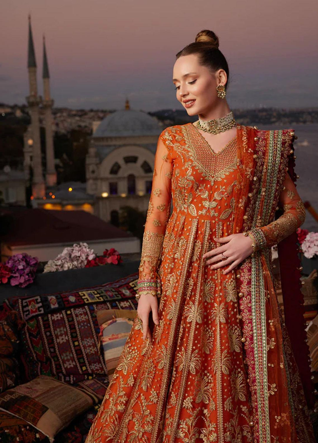 Shagun Imroz By Gisele Embroidered Net Suits Unstitched 3 Piece GL22SI Atesh - Wedding Collection