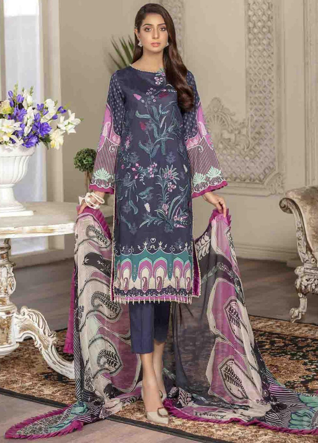 Shahana by Zara Ali Embroidered Lawn Suits Unstitched 3 Piece ZRA21SH SA-09 - Summer Collection