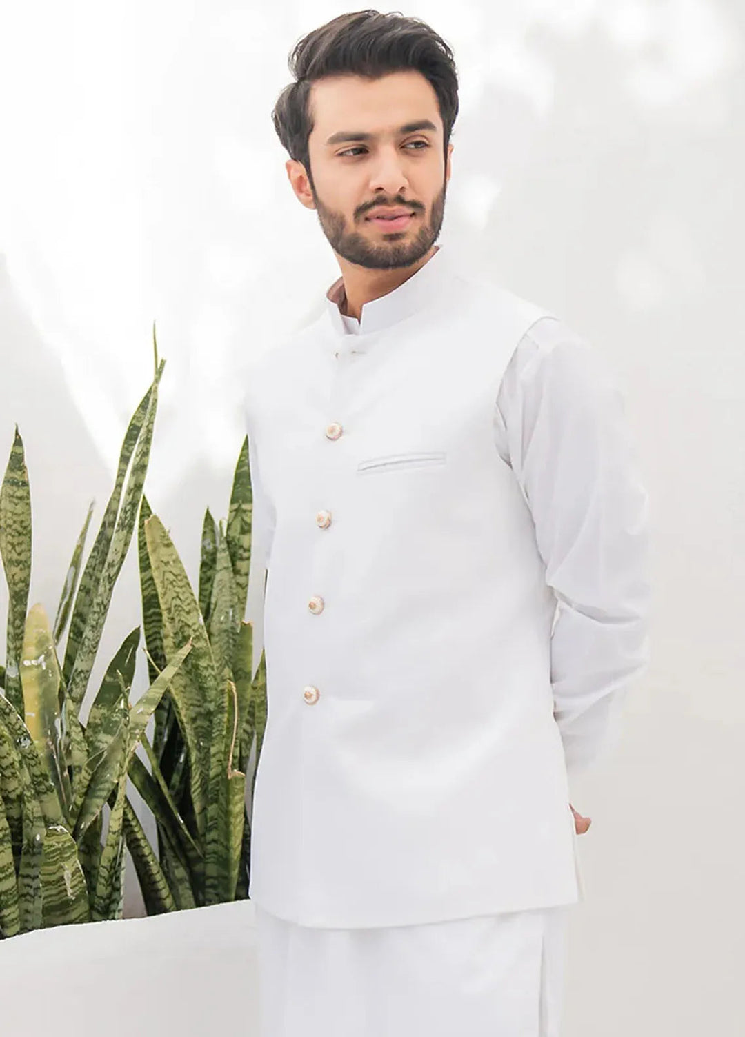 Shahjahan Formal Men Waistcoat - Off White W