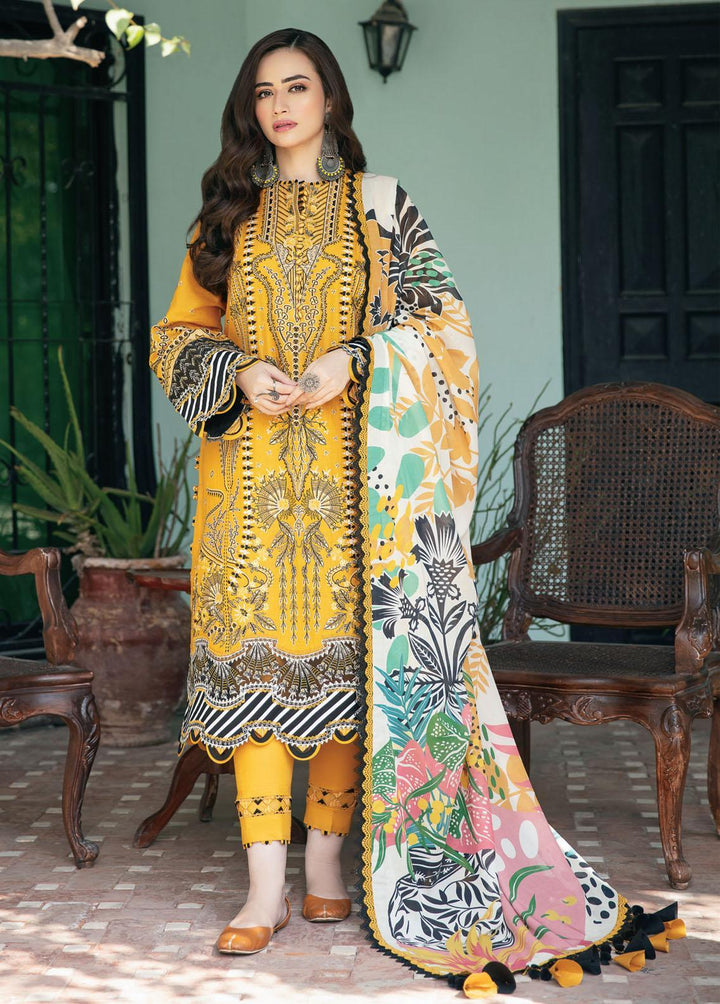 Shahkaar By Jazmin Embroidered Lawn Suits Unstitched 3 Piece JZ22S D2 Zard - Spring / Summer Collection