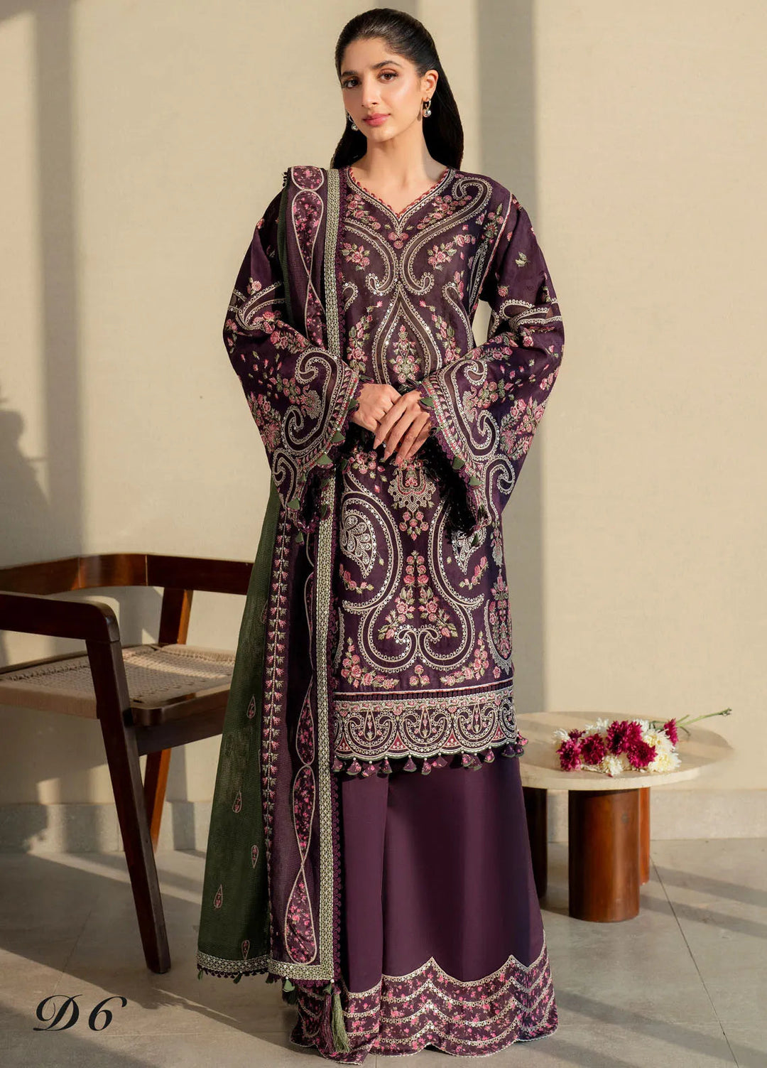 Shahkaar by Jazmin Embroidered Lawn Suits Unstitched 3 Piece JZ25SK SL25-D6 - Summer Collection