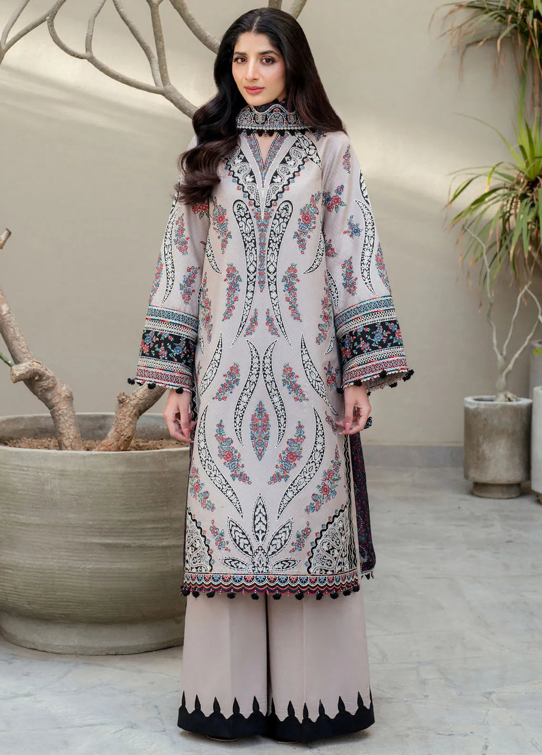 Shahkaar by Jazmin Embroidered Lawn Suits Unstitched 3 Piece JZ25SK SL25-D7 - Summer Collection