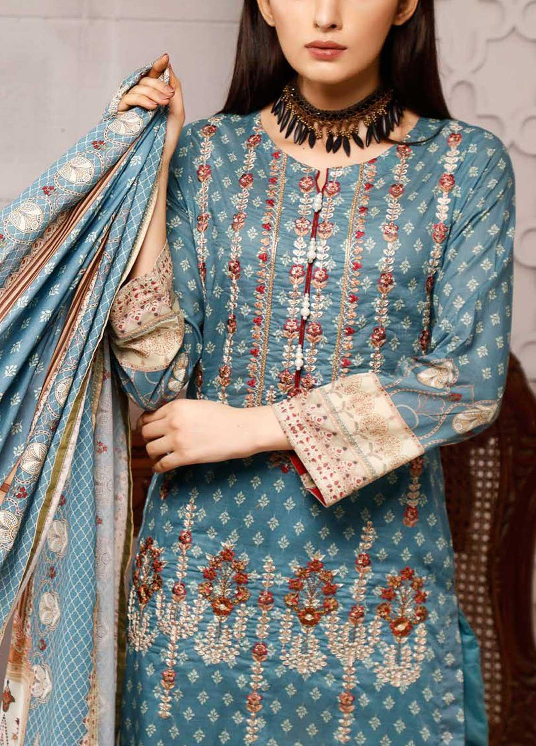 Shahkar by VS Textiles Embroidered Lawn Suits Unstitched 3 Piece VS21SK D-206 - Summer Collection