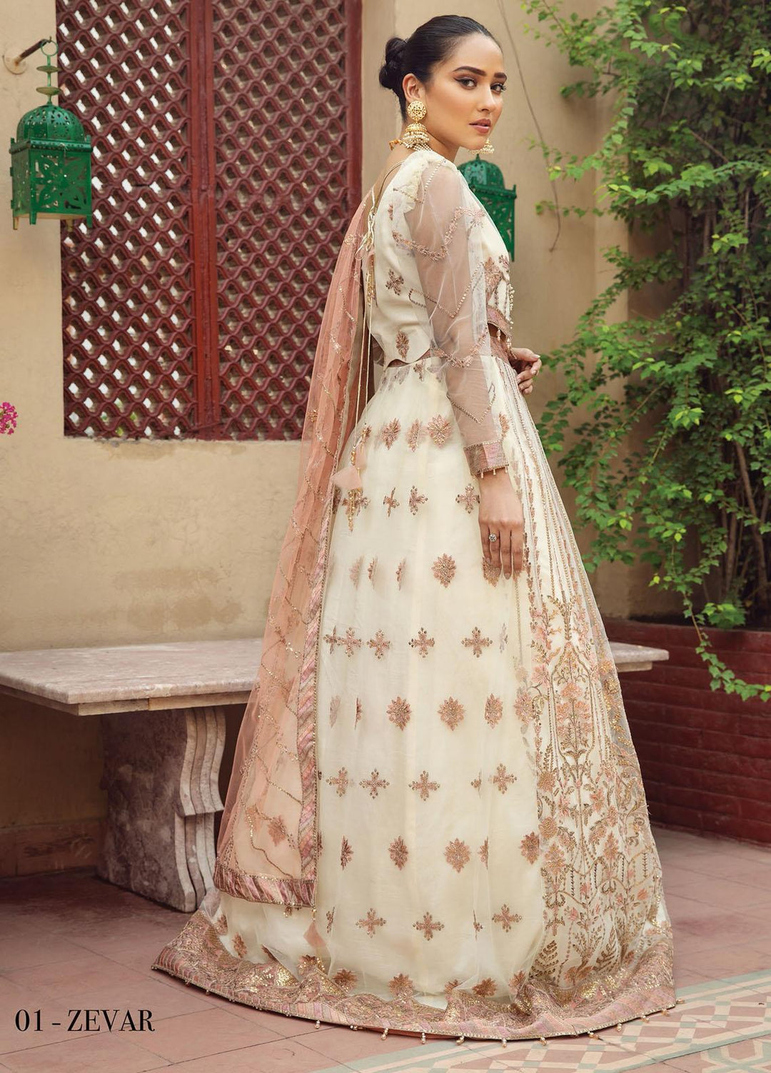 Alizeh Fashion by Bilal Embroidery Embroidered Net Suits Unstitched 3 Piece AFB21SH 01-ZEVAR - Festive Collection