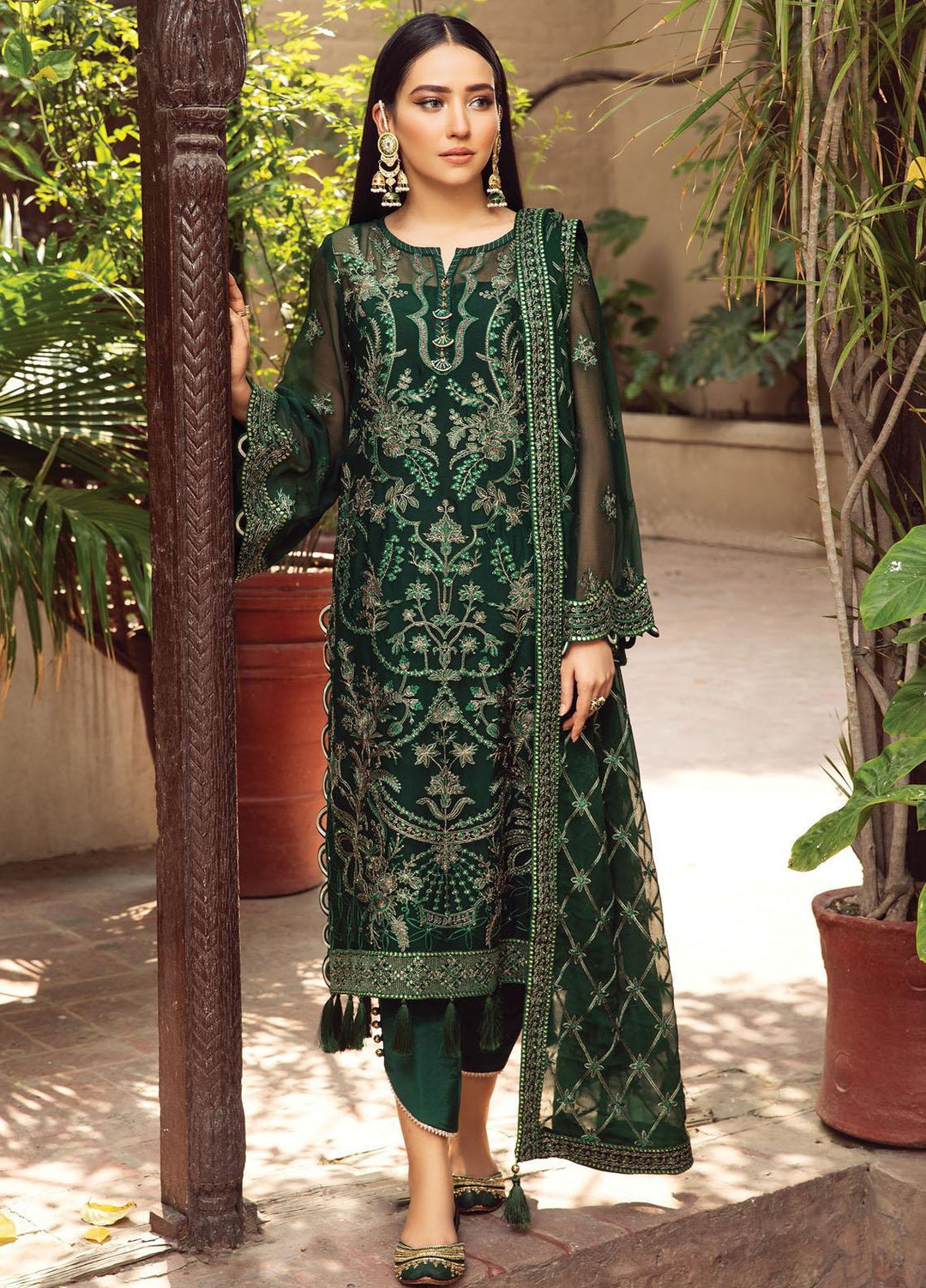 Alizeh Fashion by Bilal Embroidery Embroidered Chiffon Suits Unstitched 3 Piece AFB21SH 06-GUL - Festive Collection