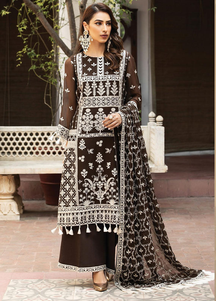 Alizeh Fashion by Bilal Embroidery Embroidered Chiffon Suits Unstitched 3 Piece AFB21SH 08-NAQSH - Festive Collection