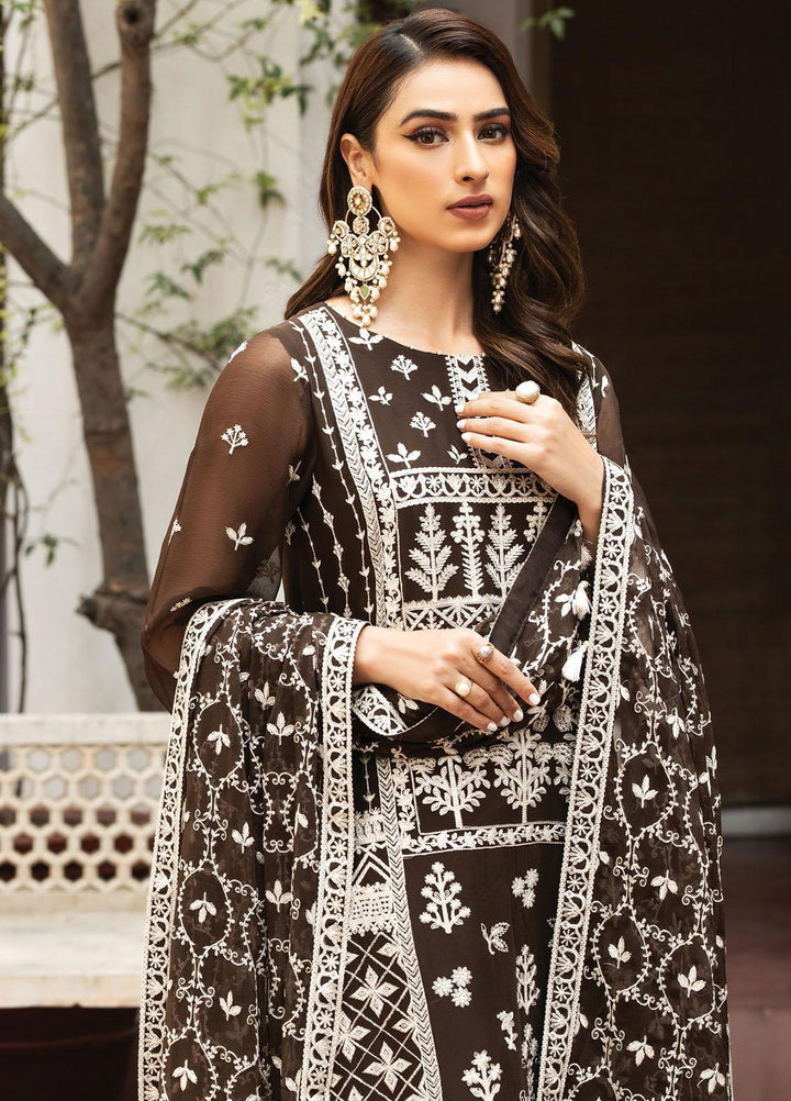 Alizeh Fashion by Bilal Embroidery Embroidered Chiffon Suits Unstitched 3 Piece AFB21SH 08-NAQSH - Festive Collection