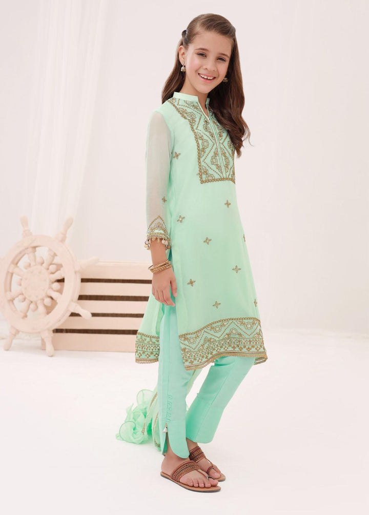 Shahzeb Textiles Chiffon Embroidered Girls 3 Piece Suit -  ST23K Pista
