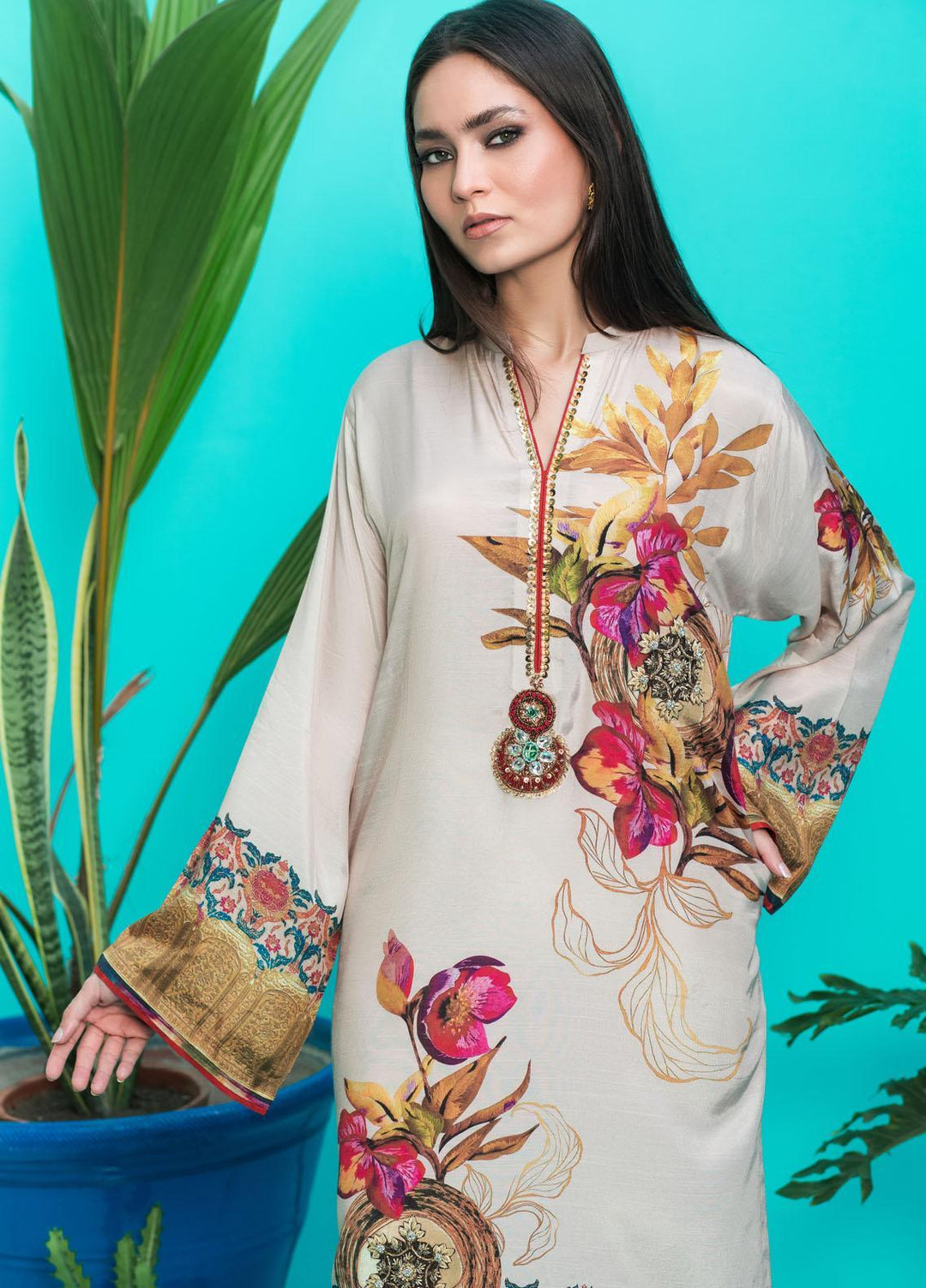 Shamaeel Ansari Luxury Pret  Silk Shirt D-06