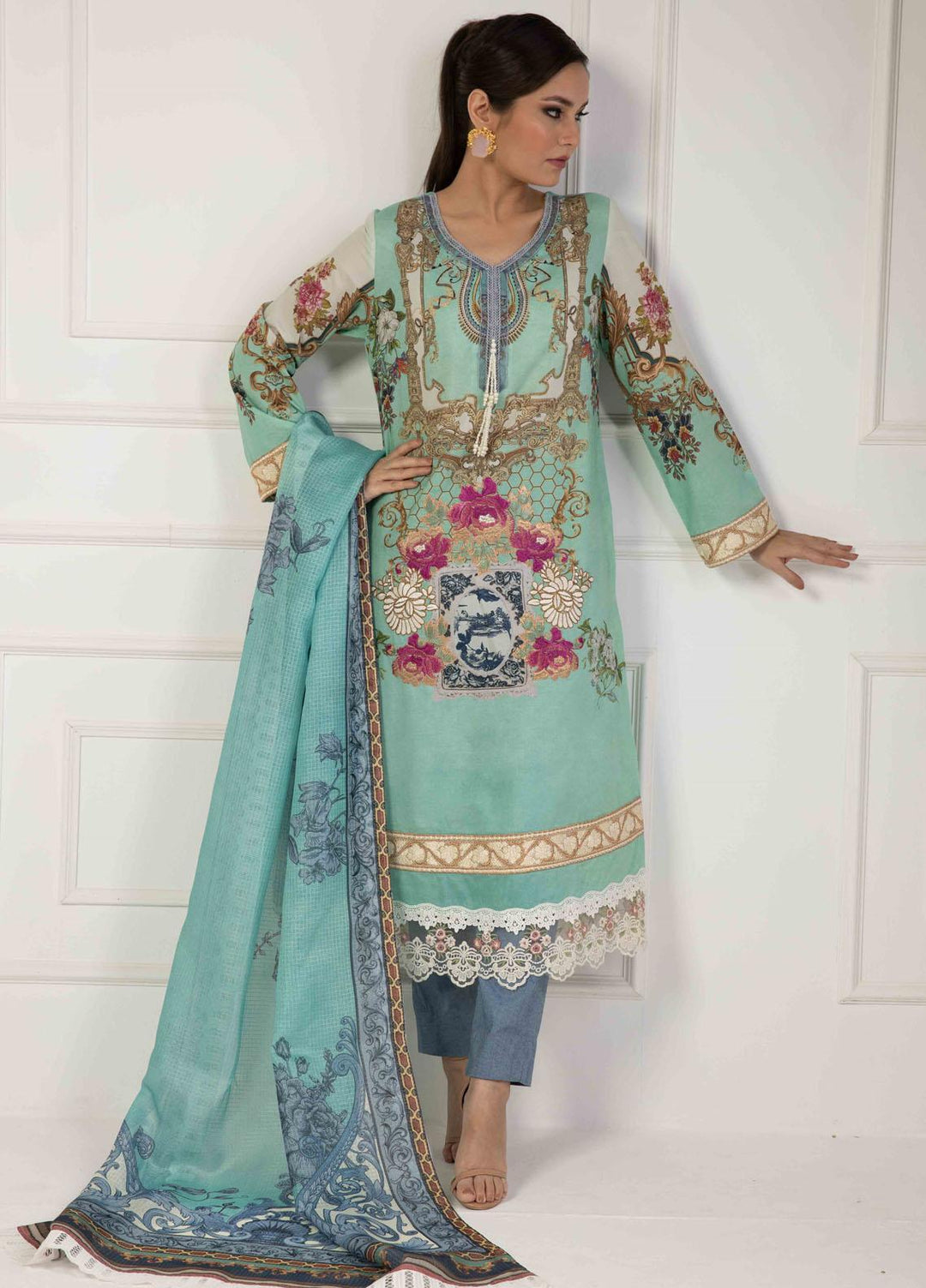 Shamaeel Ansari Embroidered Lawn Suits Unstitched 3 Piece SHA23E LV112 - Summer Collection