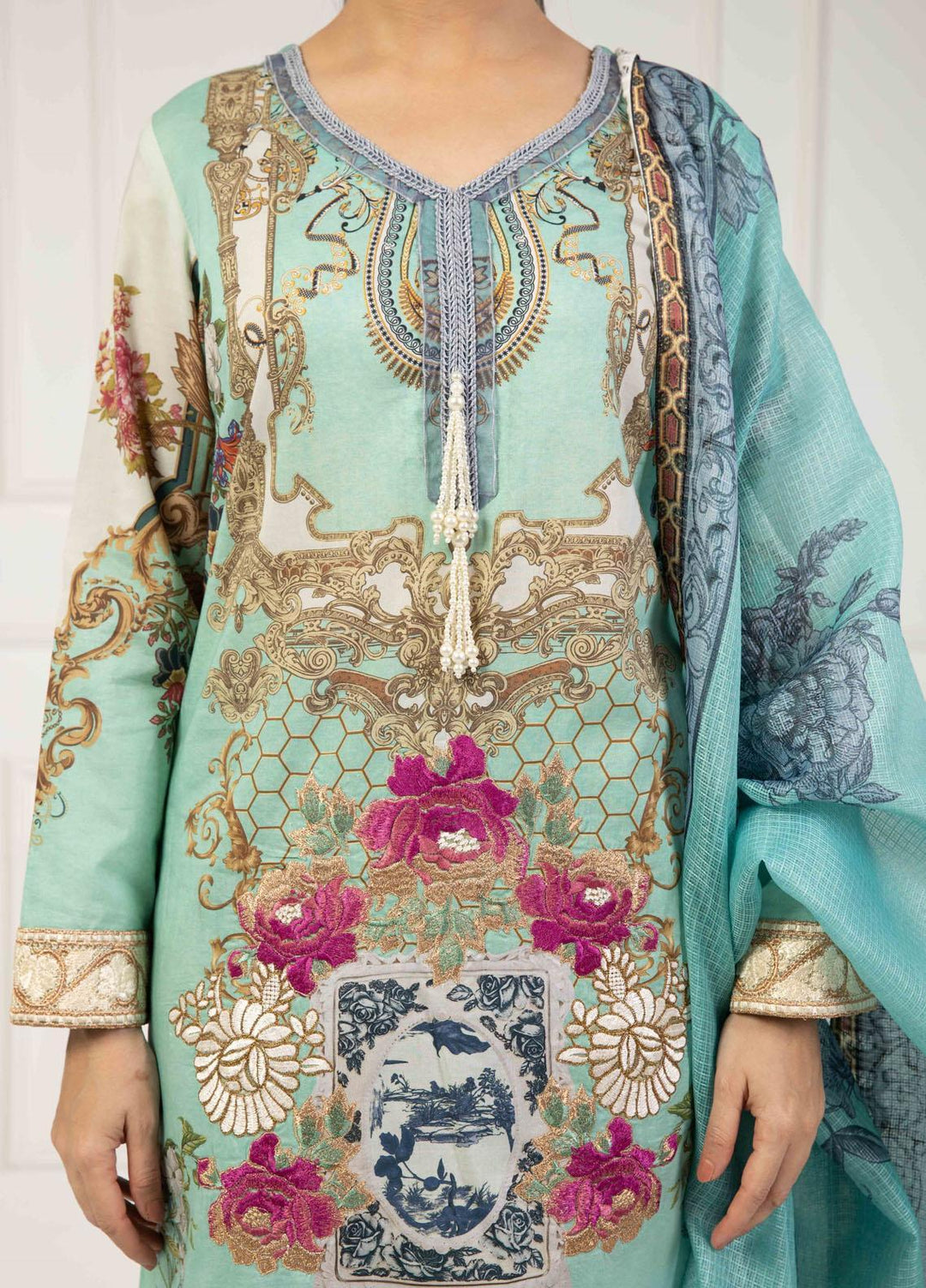 Shamaeel Ansari Embroidered Lawn Suits Unstitched 3 Piece SHA23E LV112 - Summer Collection