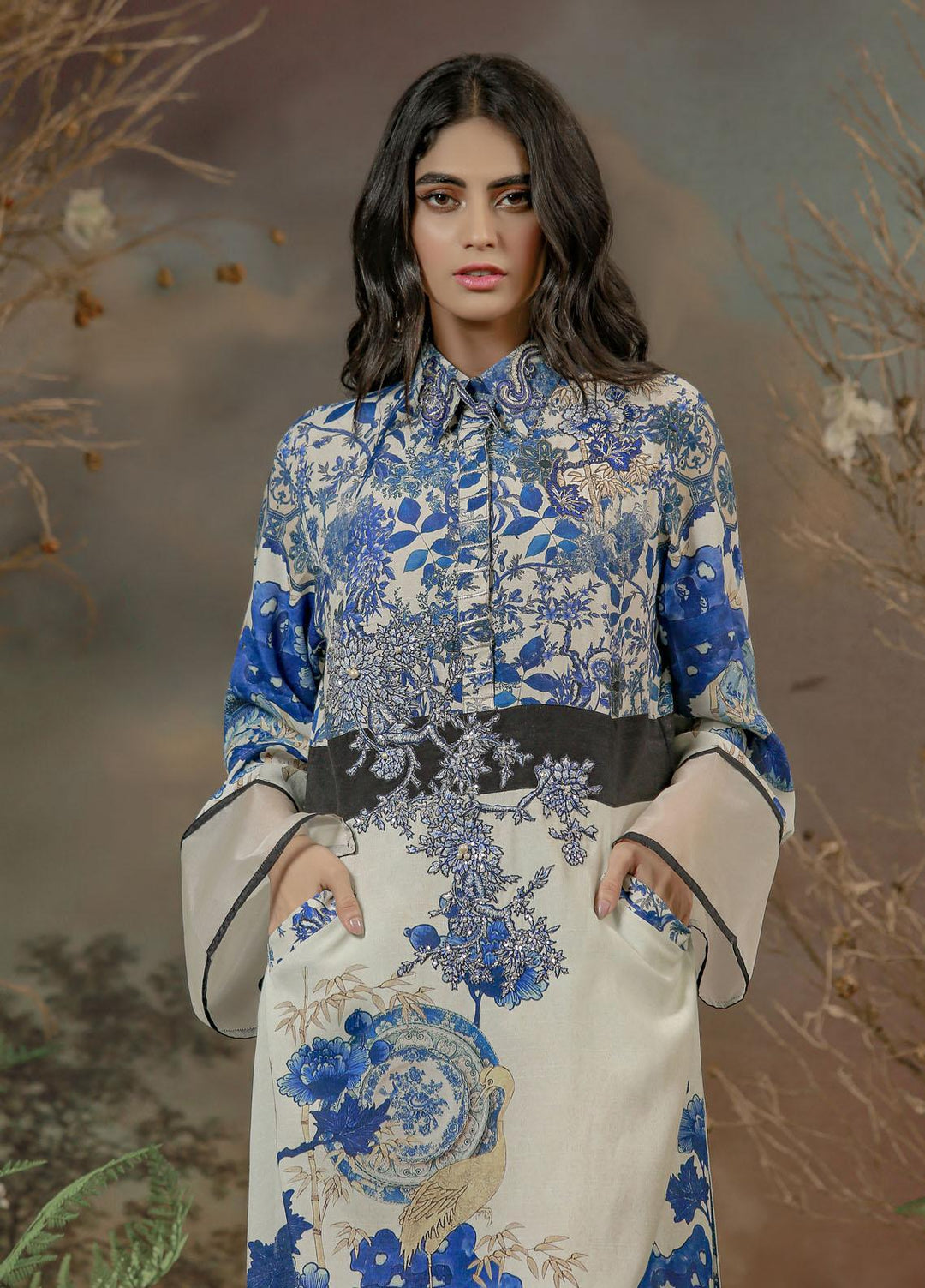 Shamaeel Ansari Luxury Pret  Silk Shirt ED D1