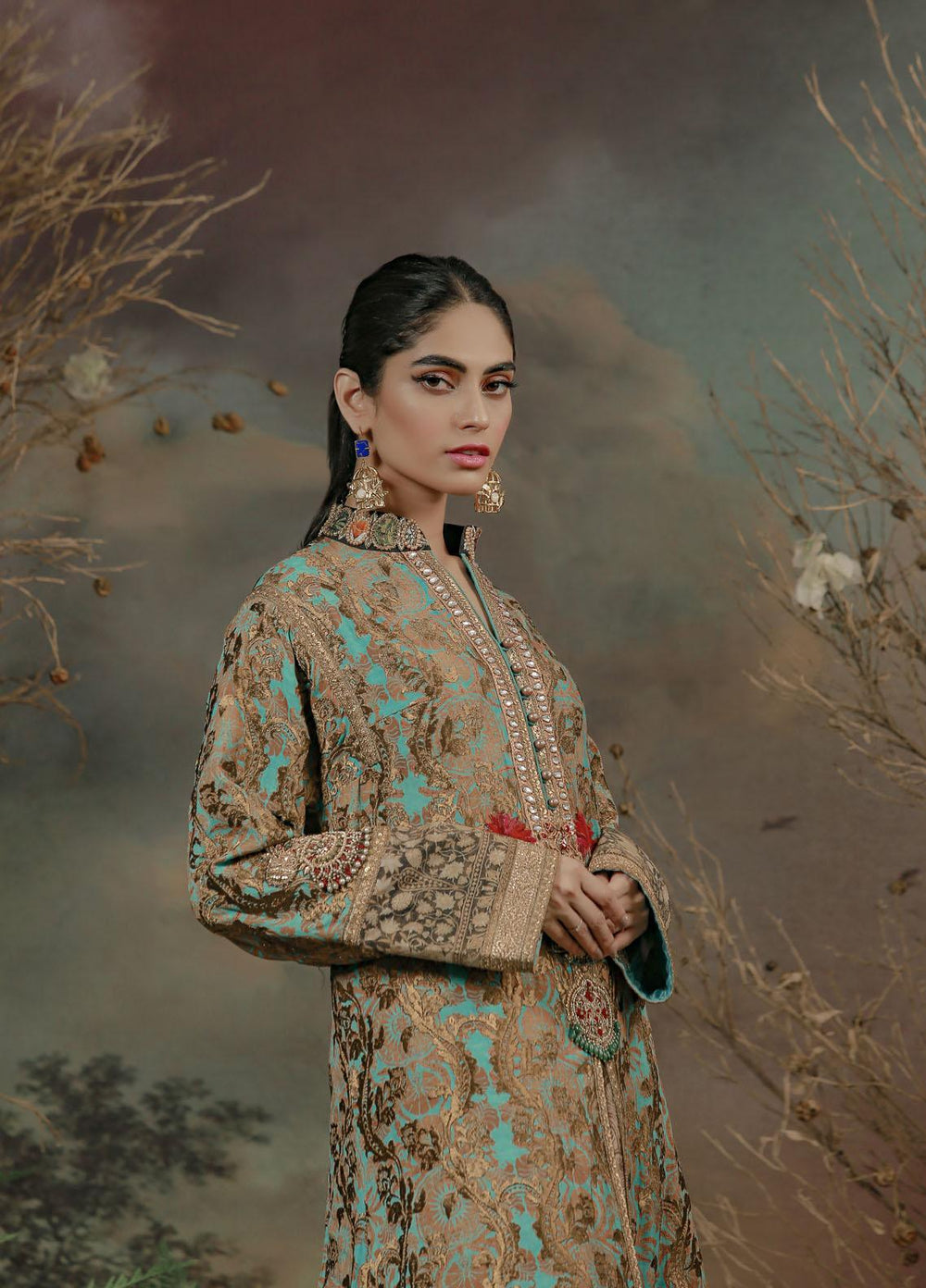 Shamaeel Ansari Luxury Pret  Silk Shirt NV 13