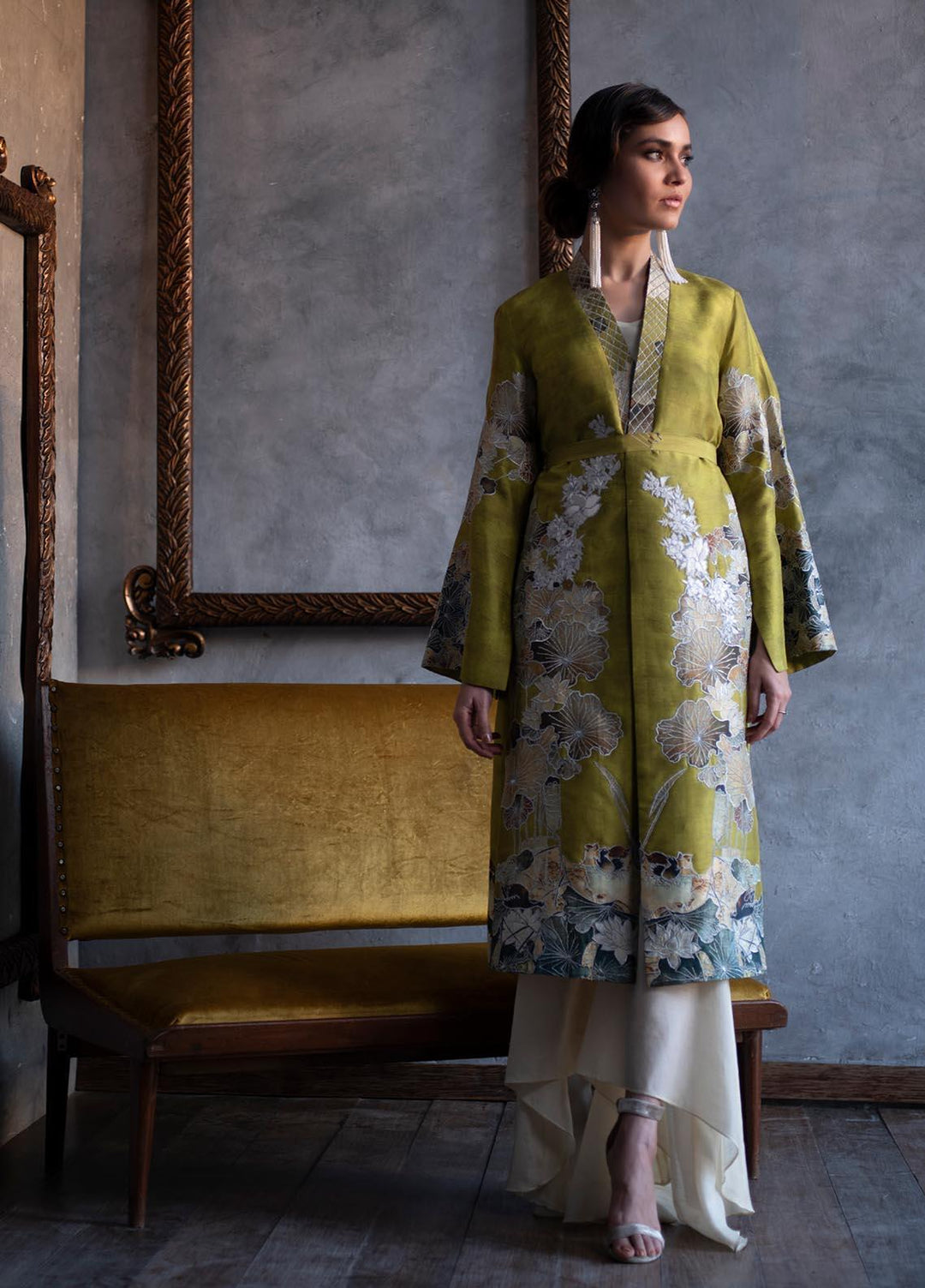 Shamaeel Ansari Luxury Pret  Silk Shirt GREEN RESORT